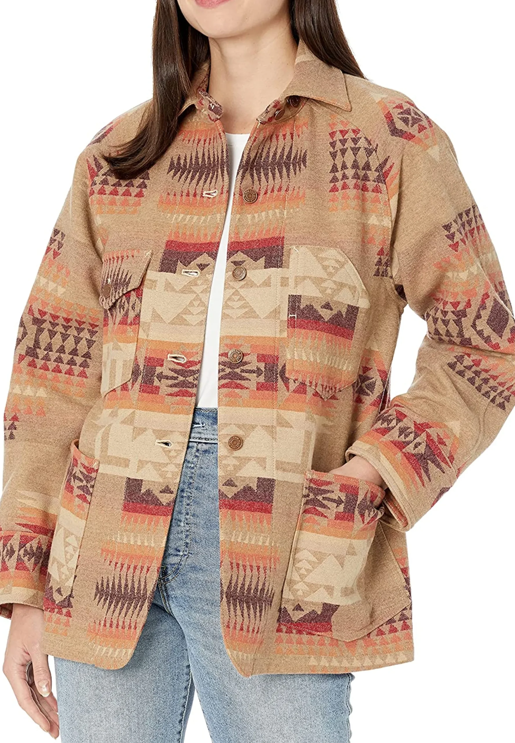 Online J. W. Hulme Co Pendleton Vintage Wool Work Jacket Tan Jacquard